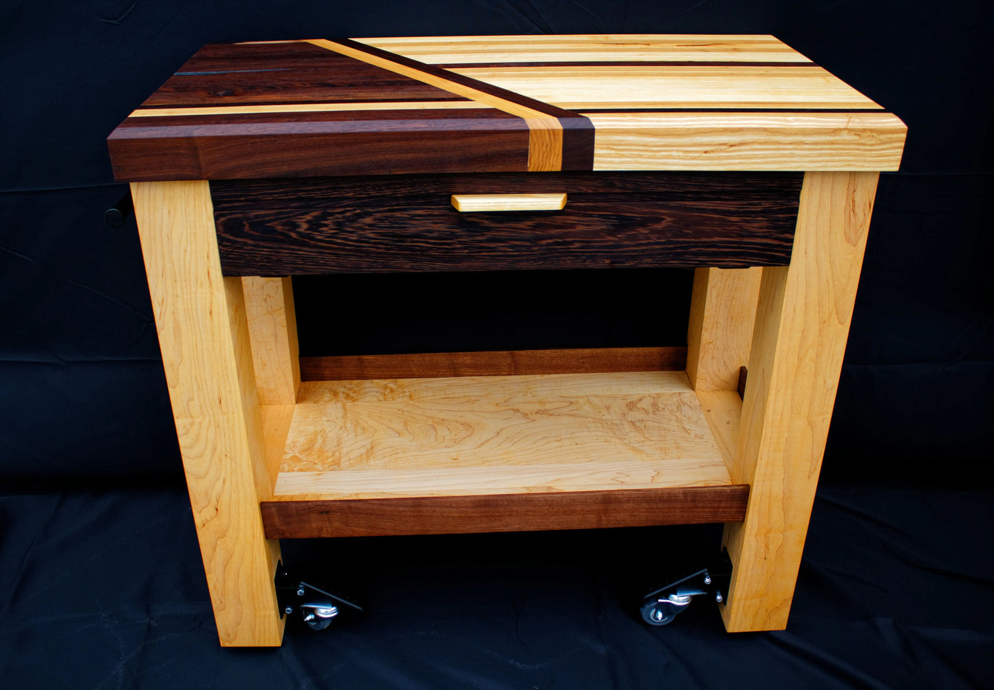 Custom Hardwood Butcher Block Cart: Kitchen Cart | Mobile Wine Bar | Serving Block My Store