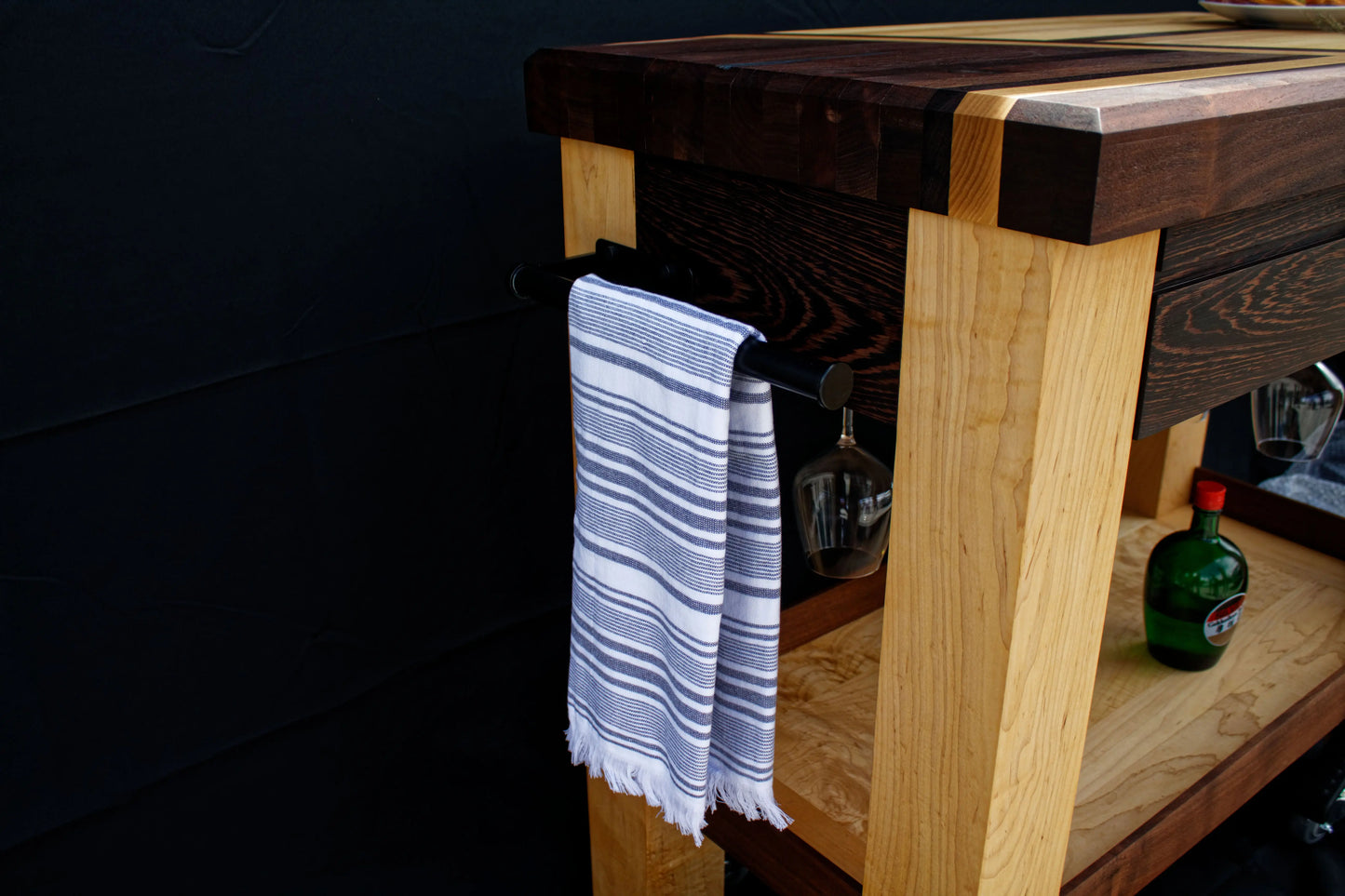 Custom Hardwood Butcher Block Cart: Kitchen Cart | Mobile Wine Bar | Serving Block My Store