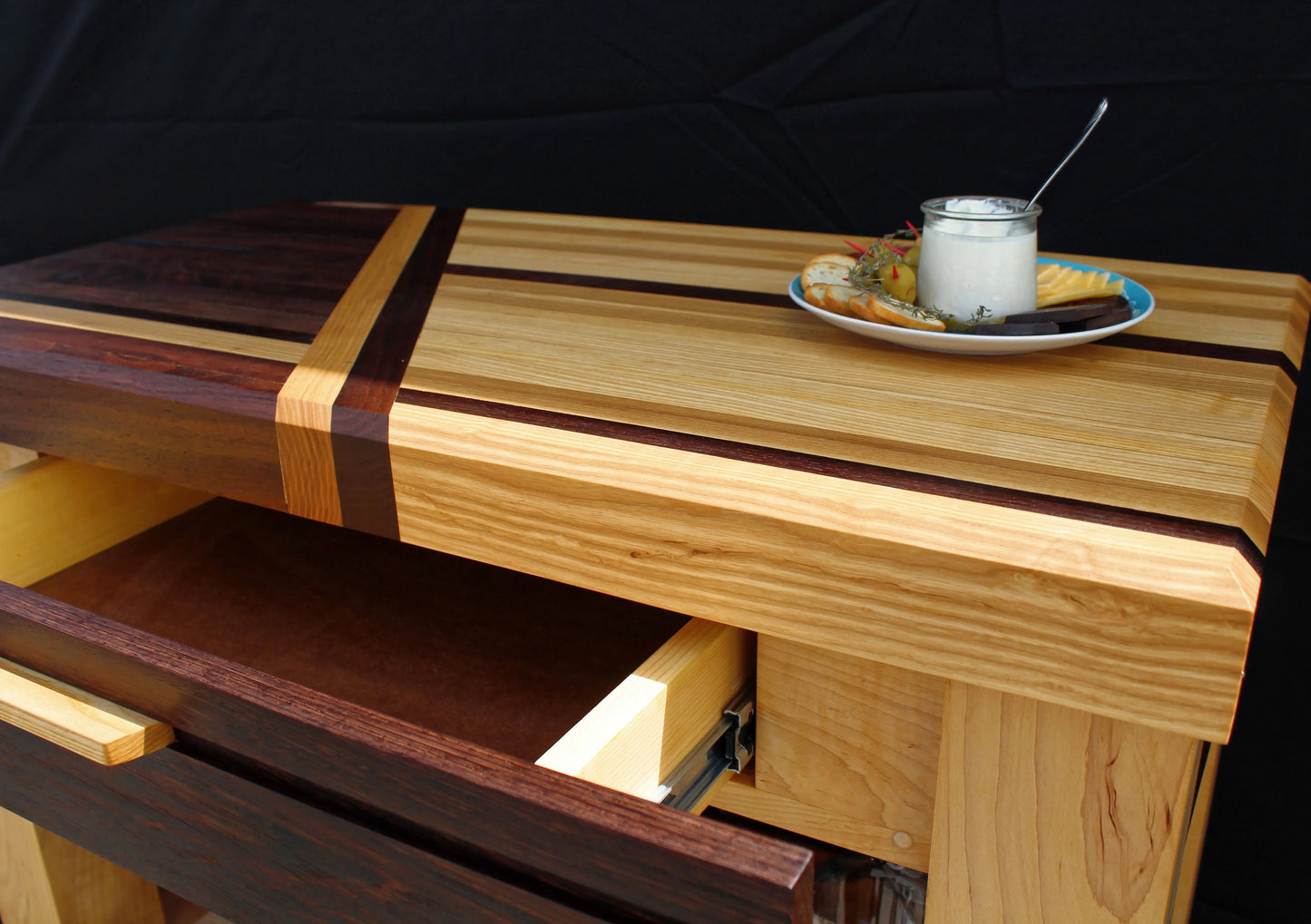 Custom Hardwood Butcher Block Cart: Kitchen Cart | Mobile Wine Bar | Serving Block My Store