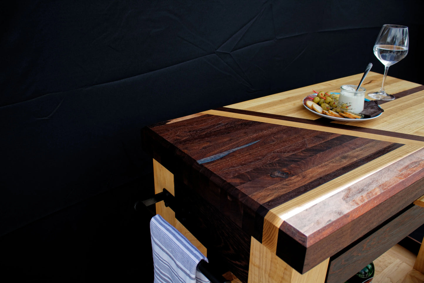 Custom Hardwood Butcher Block Cart: Kitchen Cart | Mobile Wine Bar | Serving Block My Store